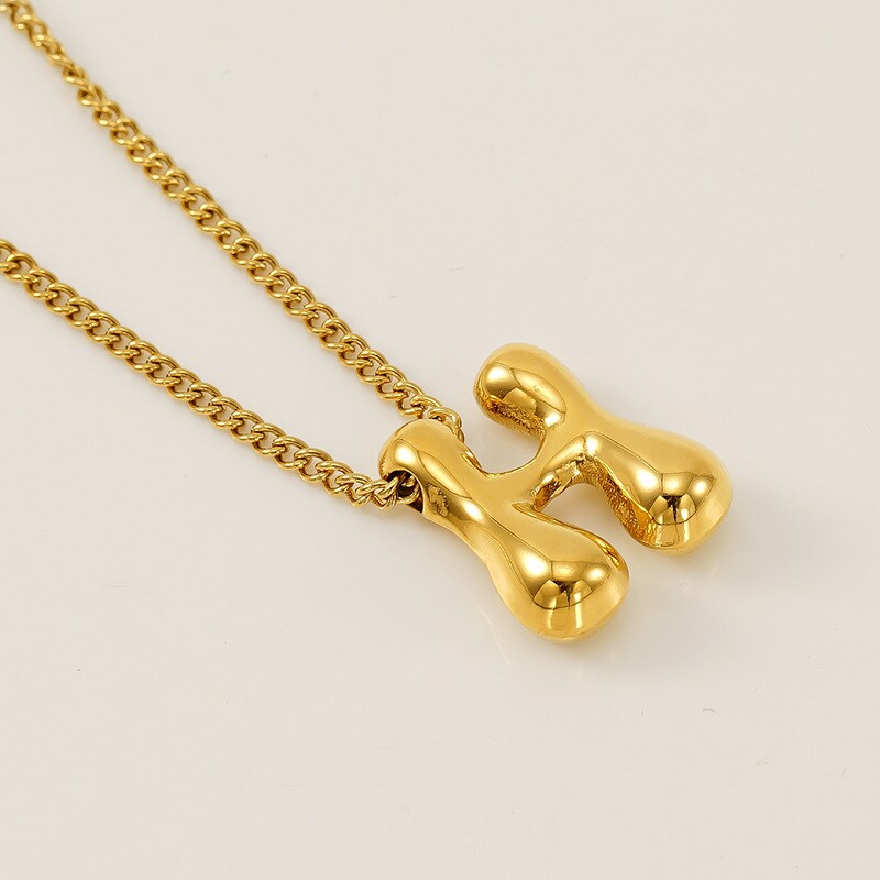 Gold color / 1 Piece Simple Series Daily Letter H Titanium Steel 18K Gold Plated Unisex Pendant Necklaces Picture8